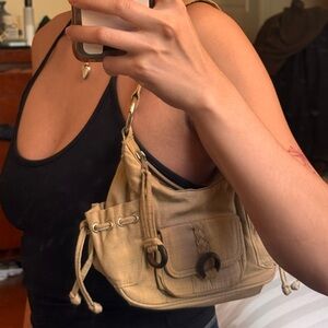 Tan cloth Shoulder Bag